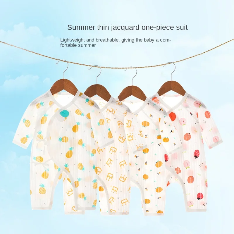 Newborn Baby One-piece Clothes Spring and Autumn Boneless Newborn Climbing Clothes Thin Air-conditioned Clothes