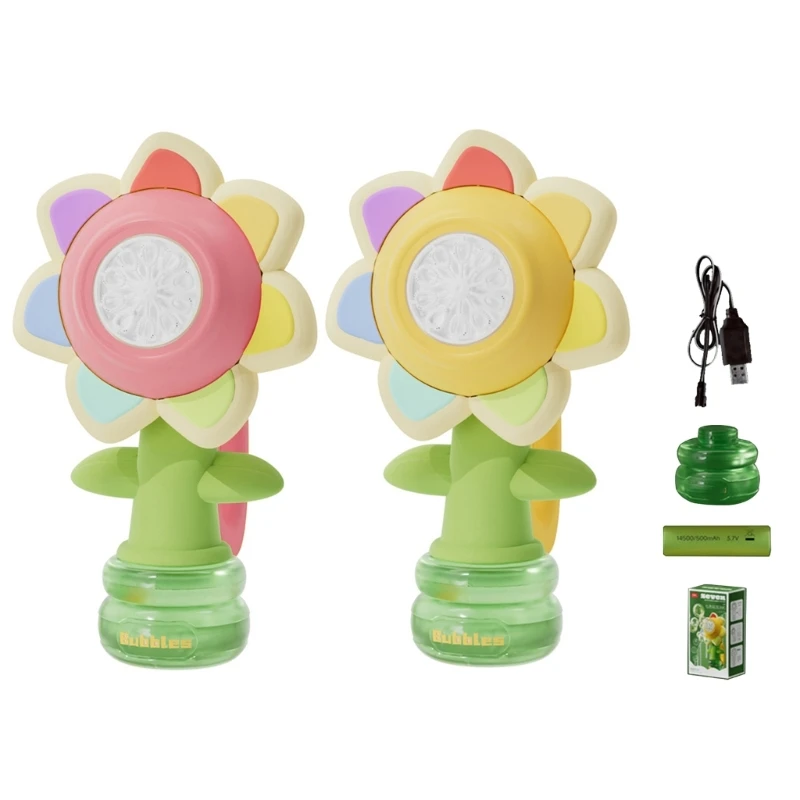 

Outdoors Activity Bubble Blower Guns Light up Flower for Outdoor Fun Automatic Bubble Machine with Light Show