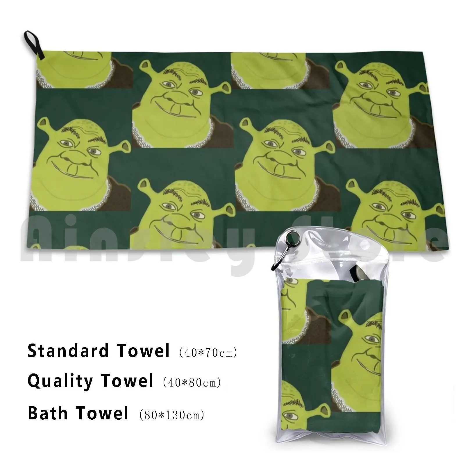 Shrek Custom Towel Bath Towel Shrek Donkey Ogre Movie Swamp Green