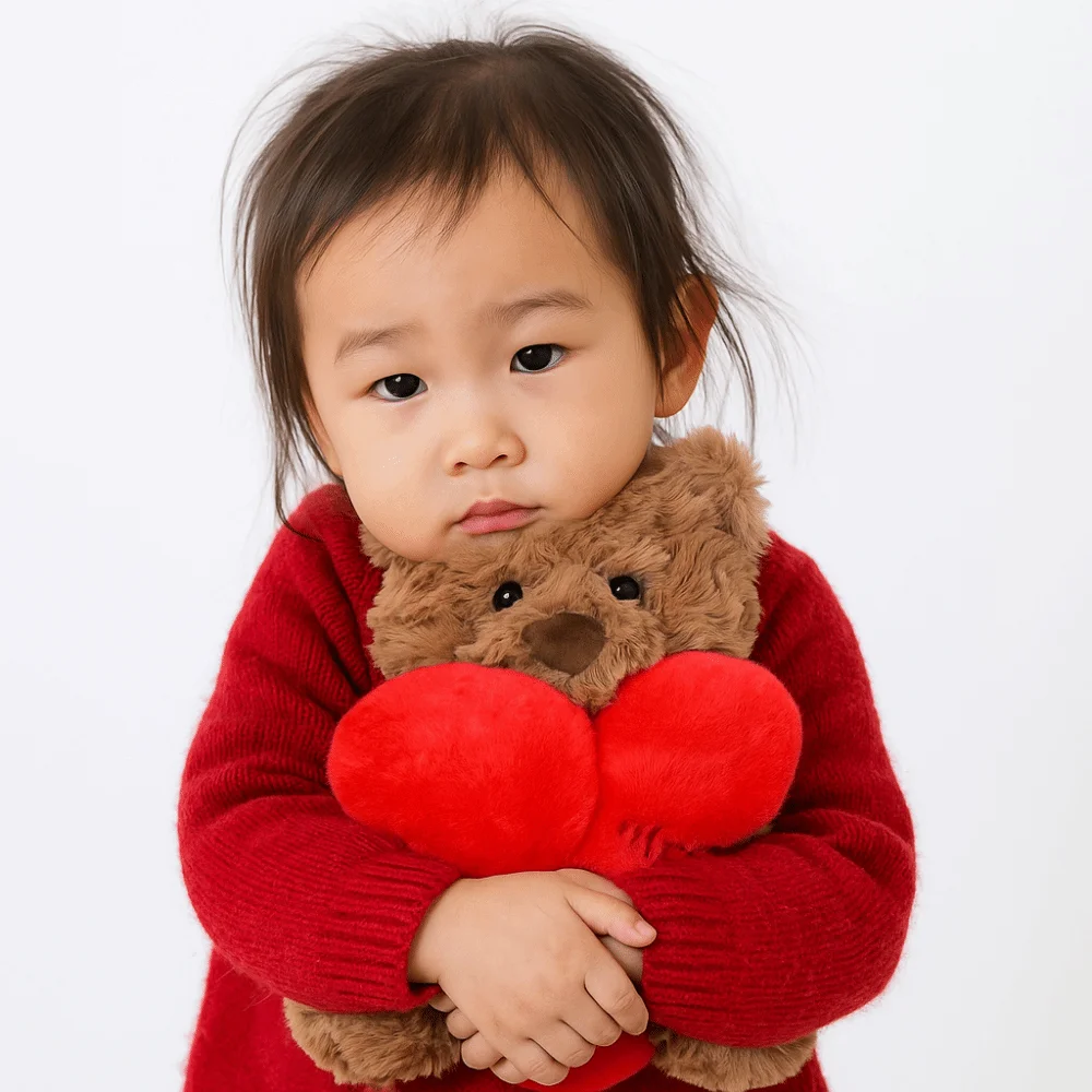 

PP Cotton Hold Heart Rabbit Plush Doll Interactive Fluffy Heart Beart Stuffed Animal Doll Soft Handmade West Highland Dog Doll