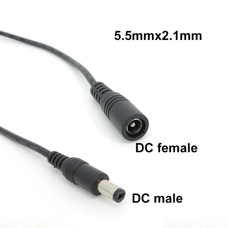 Fuente de alimentación DC de 1/1, 5/5m, conector macho a hembra, adaptador de Cable de extensión, 20AWG, 22AWG, 5,5x2,1mm para tira