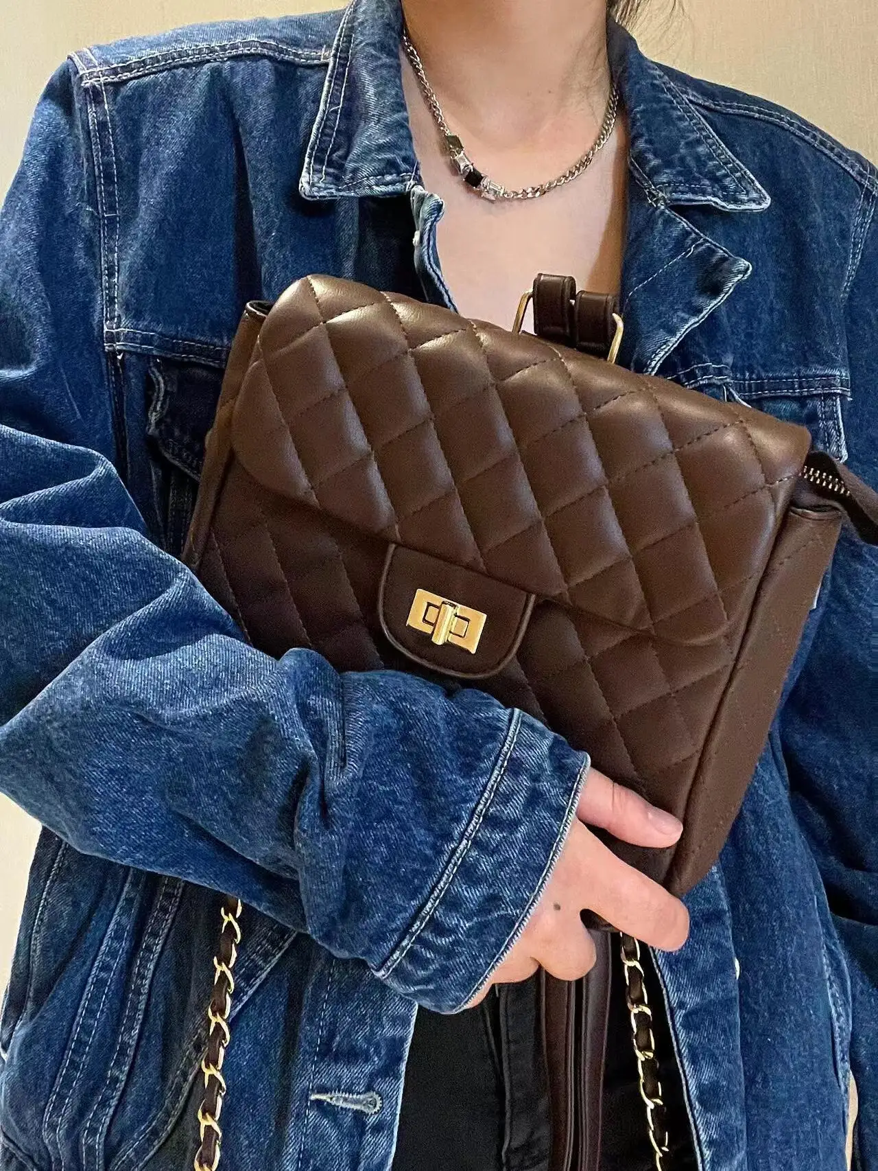 

Summer 2025 New Small Embroidered Diamond id Soft Leather Double oulder Bag Faionable Flip Cover Bapa Trendy