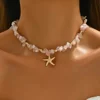 Fashionable  Natural Seashell Beaded Necklace Shell Pendant Ocean Inspired Jewelry Choker Suitable For Women Holiday Party Daily