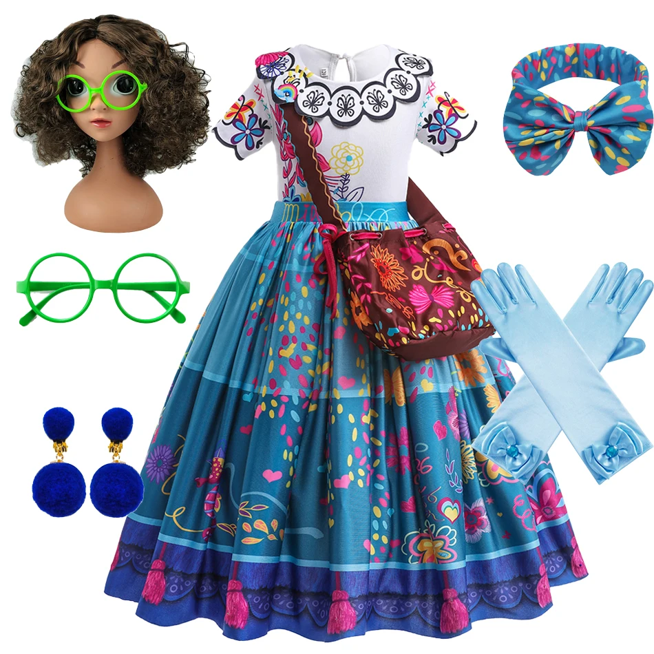Mirabel Cosplay Dress Charm Encanto Disguise Clothes Birthday Party Fantasy Outfits Girl Halloween Carnival Sets