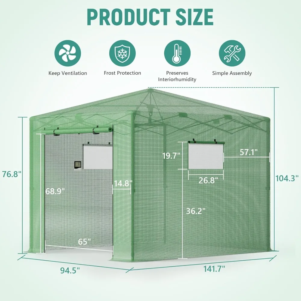 

Greenhouse 8x12FT, Pop Up Green House for Outdoors, Portable Greenhouses, Walk-in Greenhouses, Popup Greenhouse