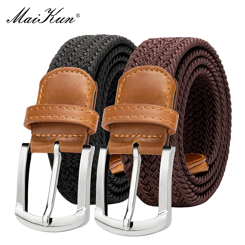 MaiKun 2PCS Leinwand Männer Gürtel Mode Elastische Metall Pin Schnalle Militärische Taktische Raided Stretch Woven Gürtel Für Männer Für arbeit