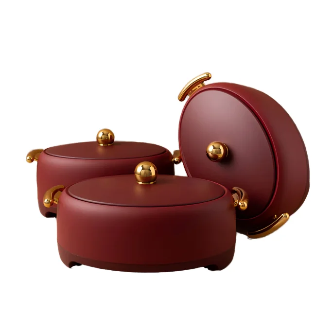 Wholesale Thermal Insulated Food Warmer Hot Pot Casserole Set 2L+2.5L+3L Multi-Layer Base  Painting Food Warmer Container