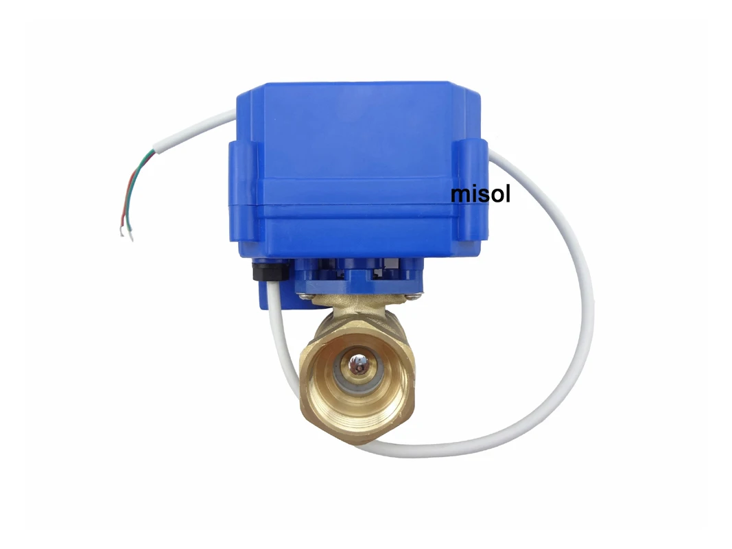 Misol motorized ball valve 12V, DN25 (BSP 1' reduce port), with manual switch, 2 way, electrical valve, brass