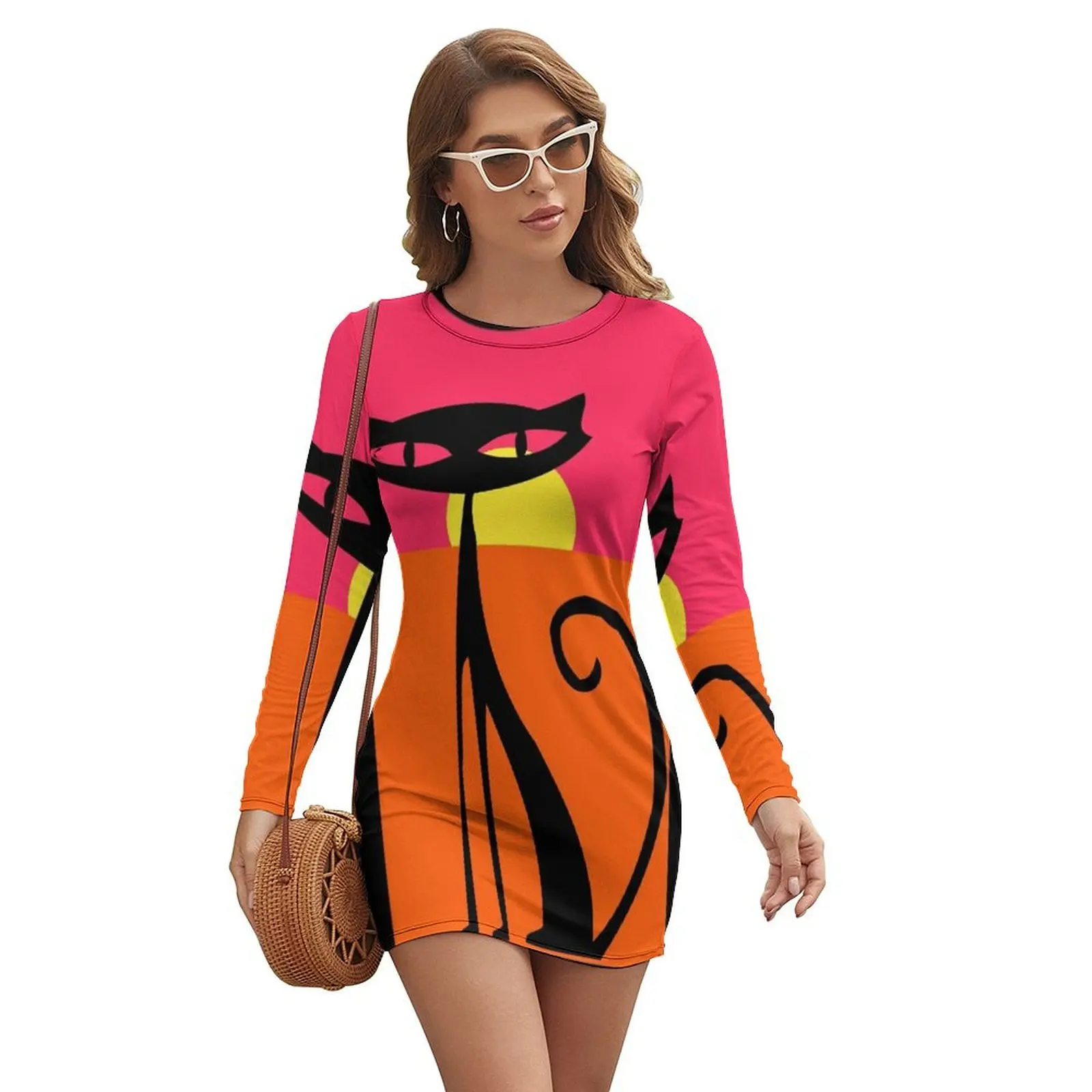 

Pop Art Cat Long-sleeved Dress summer dress womens 2024 Women's clothing