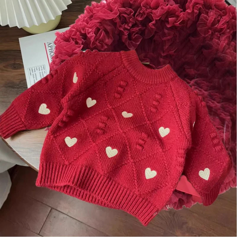 Girl's Sweater Autumn and Winter Style2024New Western Style Baby Girl Thickened Sweater Winter Clothes Children's Bottoming Shir