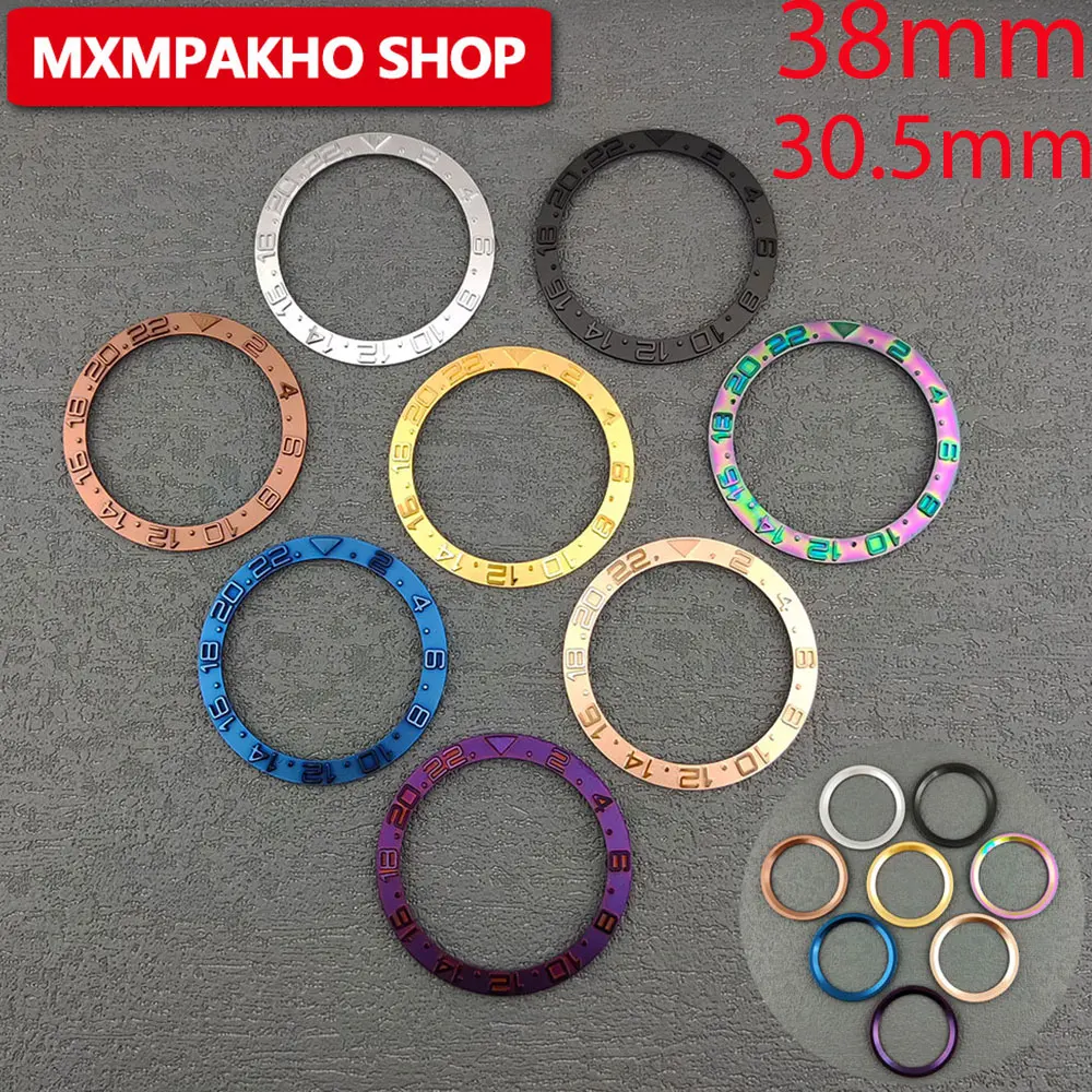 38mm high quality metal watch bezelinsert ring slope suitable for 40mm case NH series35/34 GMT diving men's watch parts