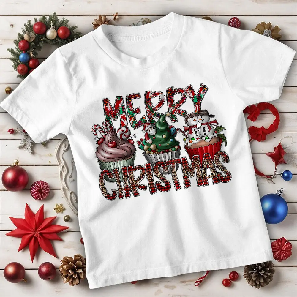 

Детские рубашки с принтом «С Рождеством», наряд для рождественской вечеринки, наряд для мальчиков и девочек, зимняя праздничная детская футболка, рождественская детская одежда, топы