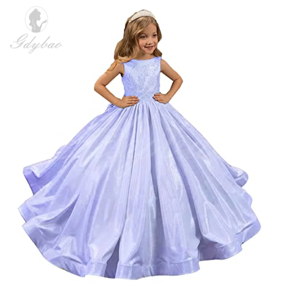 Flower Girl Dresses for Wedding 2023 Princess Glitter Sequined Pageant First Communion Dresses with Bow