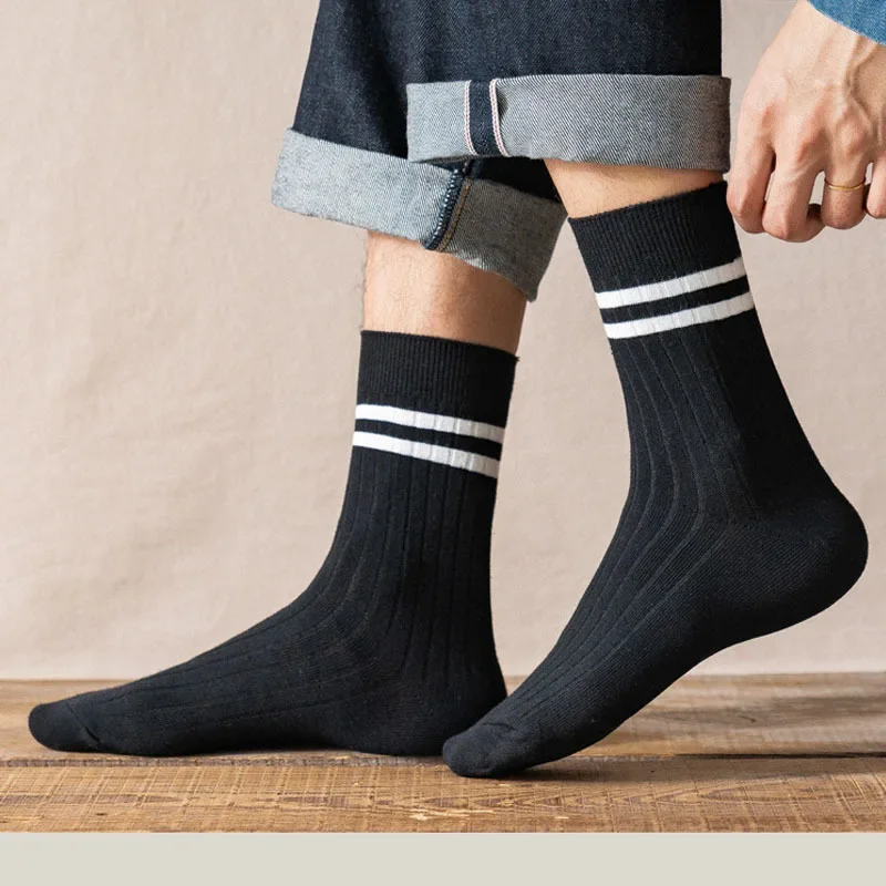 Big Size Sock Cotton Socks For Men Unisex Stripes Male Casual Plus Size Socks Women Fall Daily Hiphop Harajuku Socks 2024