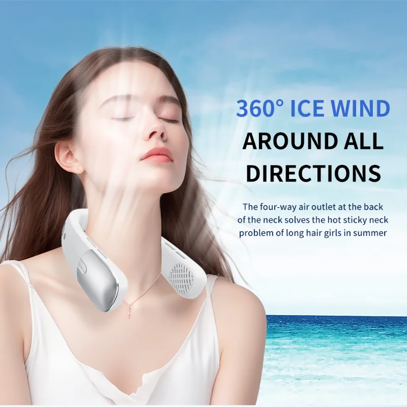 

Hot Sale USB Hanging Neck Fan high speed Portable Bladeless Mini Rechargeable Mute LED Digital Display Electric Fans Air Cooler