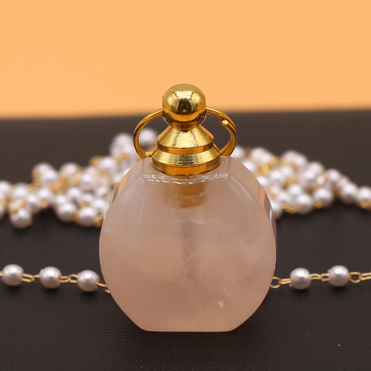 Collier de bouteille de parfum d'étoiles d'atterrissage naturelles, diffuseur d'huiles essentielles, pierre de gravier, bijoux JOfor, cadeau de fête, 17x38x13mm