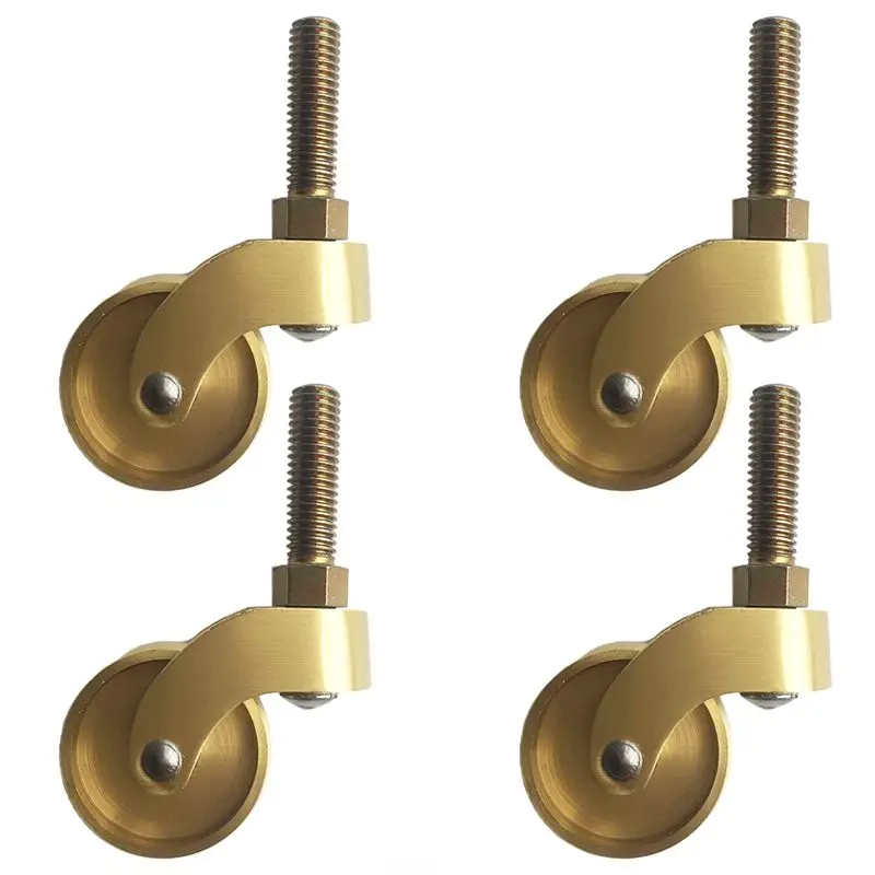 4PCS 1.25Inches Large Brass Wheels Universal Furniture Casters Table Chair Sofa Silent Pulleys Flexible Rotation Rollers Runners