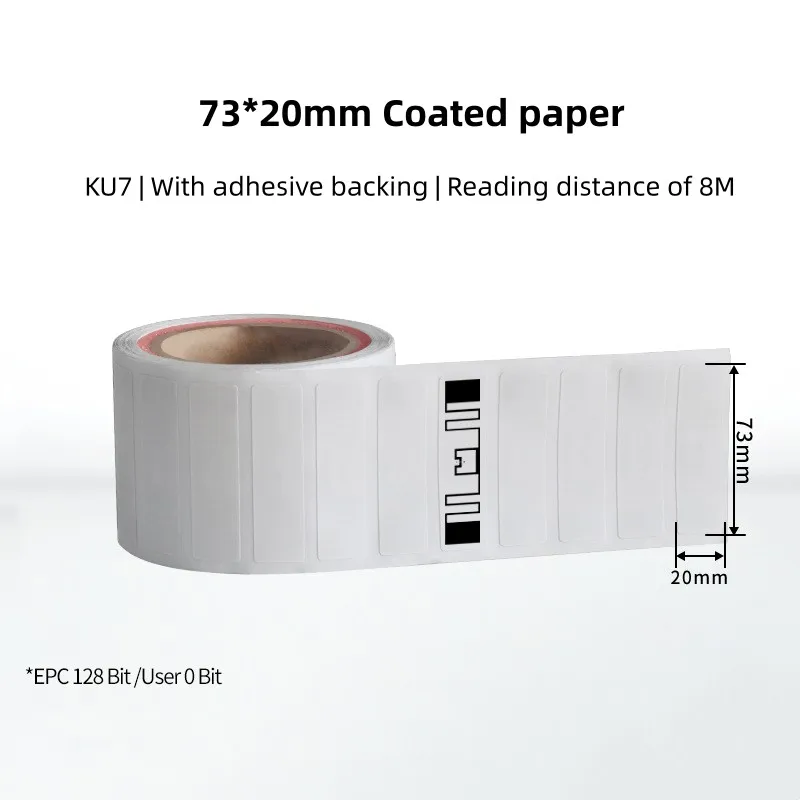 250 Pieces 73*20  Passive 860-960mhz U8/U9/KU7 Flexible Uhf Rfid Tag Inlay Label Sticker for Asset Inventory