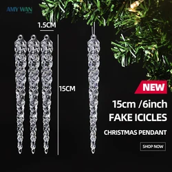 6Pcs Simulation Ice Christmas Tree Pendant New Product Fake Icicle Prop Winter New Year Party Home Decoration Supplies Navidad