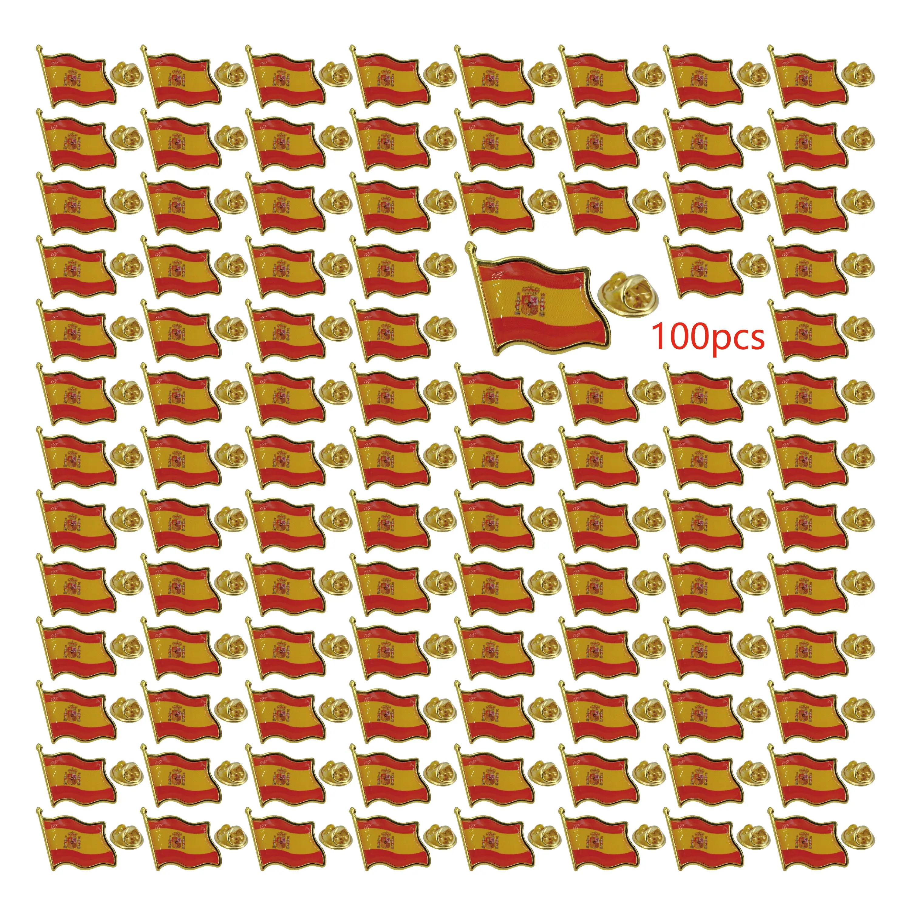 

Pack Metal Spain Flag Lapel Pin Waving Spainish Pins bulk Patriotic Badge Souvenir Gifts