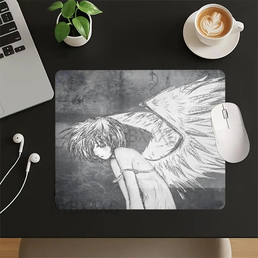 HYBXAXC Black White Angel Goth Small Mouse Pad Thickened Desk  Desktop Computer Keyboard Wireless Boy Girl Gift for CS DOTA
