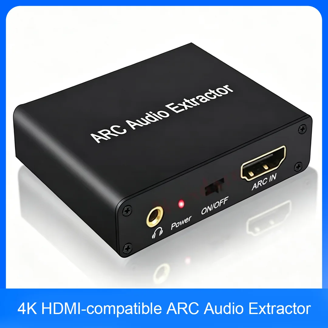4K HDMI-Compatible ARC Audio Extractor to SPDIF Coaxial L/R Stereo 3.5mm Jack Return Channel Converter for TV Soundbar Speaker