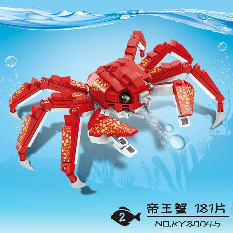 

Wild Ocean King Crab Lobster Octopus Shark Building Blocks Set Creative Cute Klemmbausteine Gifts Birthday Halloween Christmas
