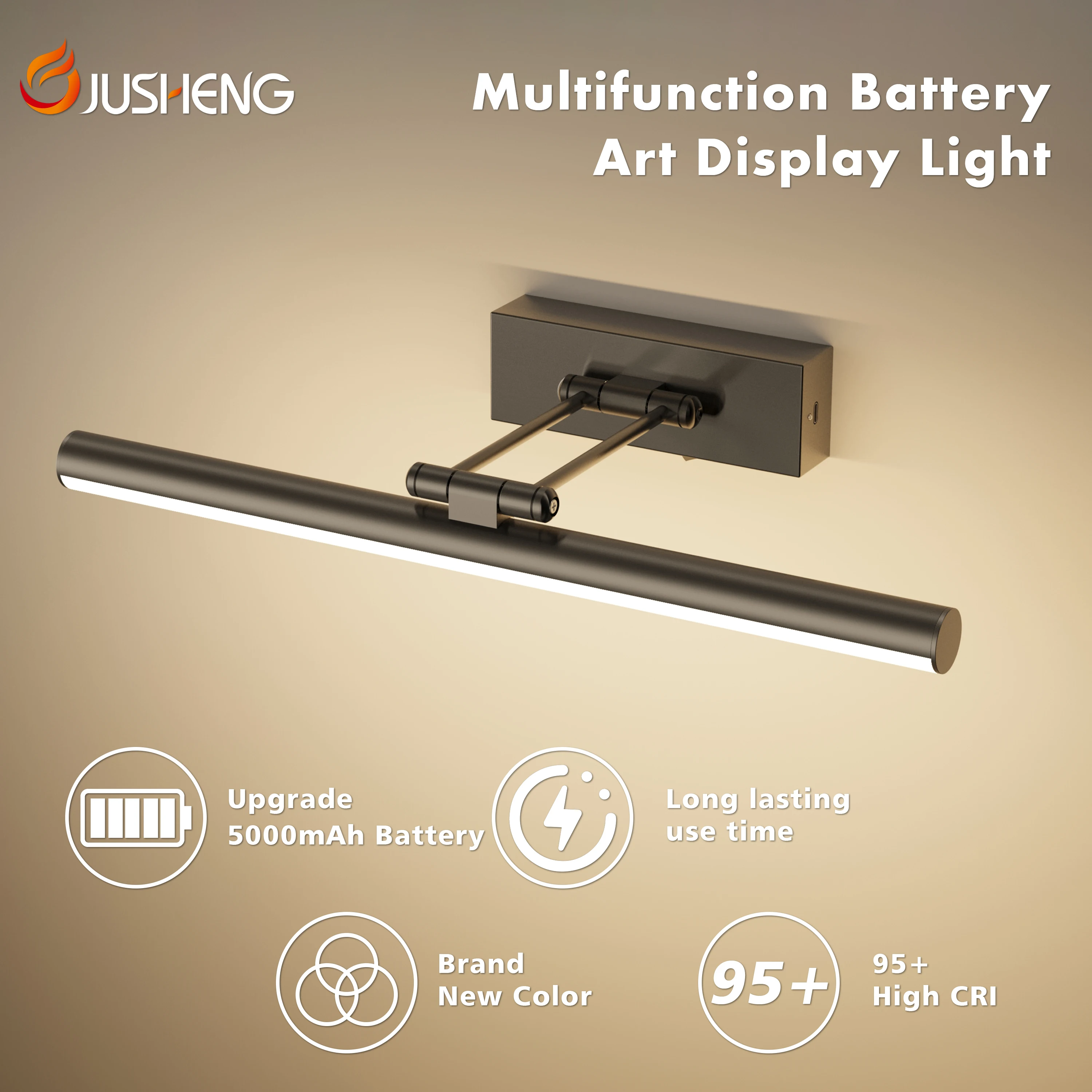 

5000MAh LED Picture Light With 3 Color Temperature, Remote-Control Wall Light For Living Room, Gallery & Art Exhibition