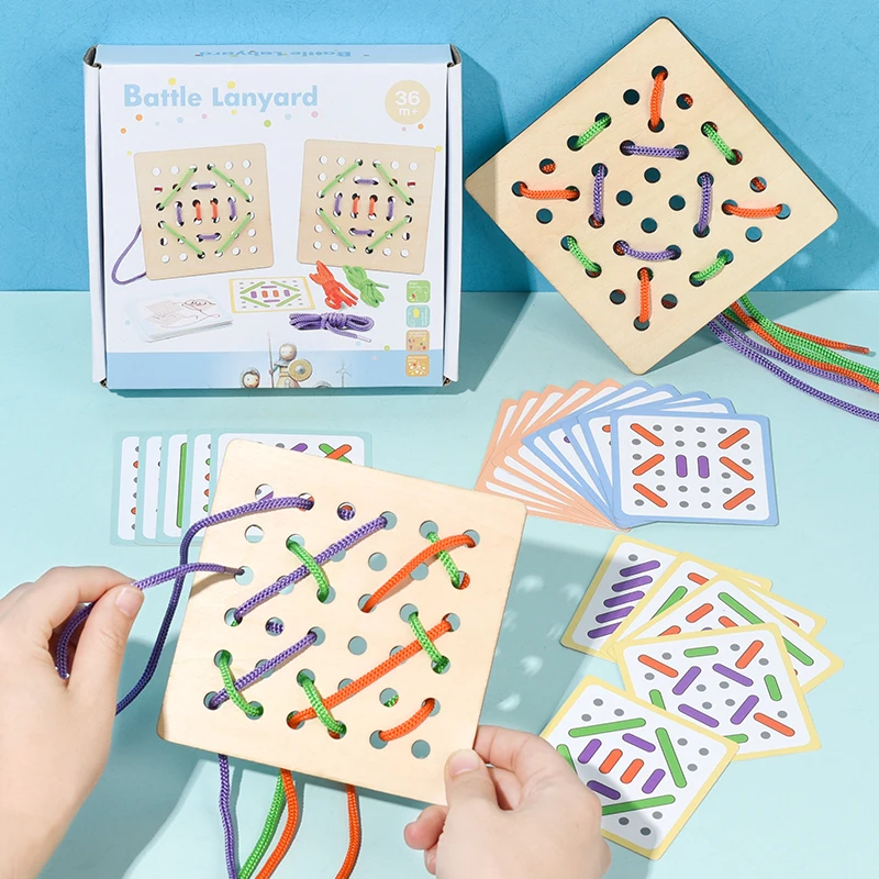 1 Set Children's Fun Montessori Learn Basic Life Skills Teaching Aid Clothes Threading Sewing Board Game Kids Educational Toys
