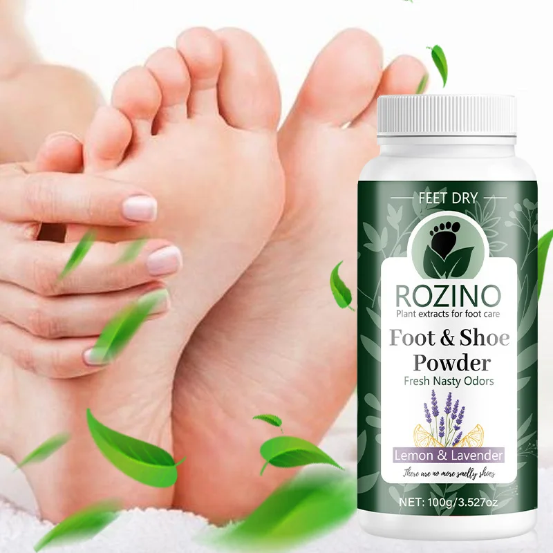 100g Lavendel-Deodorant-Puder für Füße und Schuhe, reich an Lavendelduft und Rosmarin, zur Geruchsbeseitigung, hält die Füße trocken, reinigt Schuhe