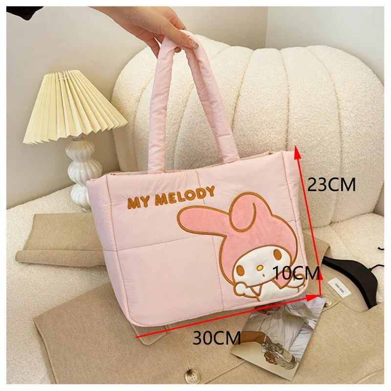 Hello Kitty Make Up Bags Sanrio Purses and Handbags Melody Washing Bag Cinnamoroll Cosmetic Case Kawaii Mommy Pouch Down Fabric