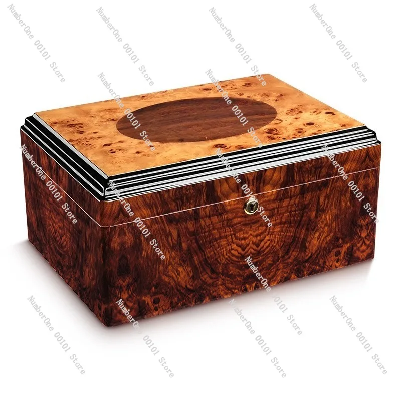 Luxury Cedar Wood Cigar Humidor Box Large Capacity Piano Lacquer Finish Cigar Storage Case Moisture Sealed Humidification Holder