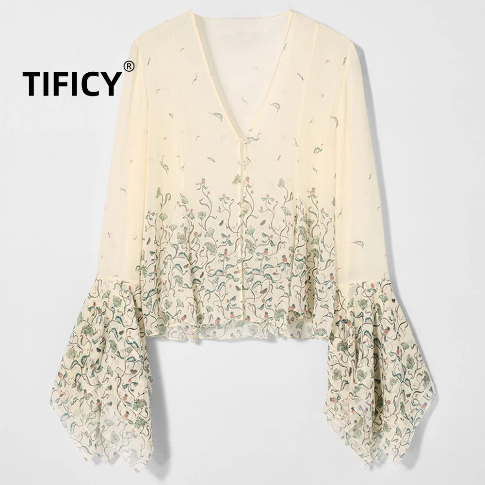 

TIFICY Fashion Blouse Autumn New Women's Clothing Fashionable Temperament Versatile and Comfortable Long Sleeved Printed Shirt