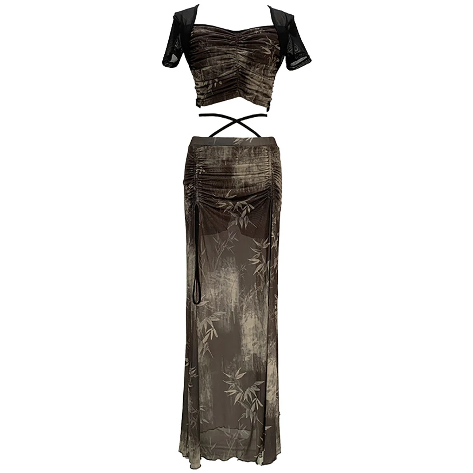 2 Pieces Set Belly Dance Costumes Sexy Top and Long Skirt Wearing Outfit for Women Stage Performance Dancing Practice Clothes