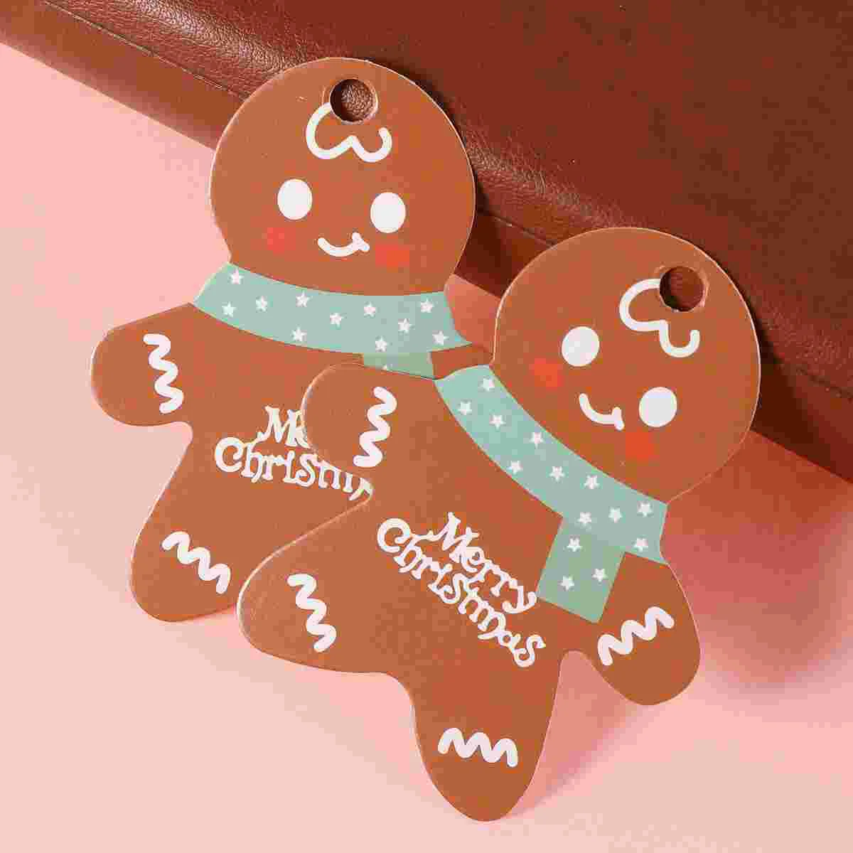 50 buah label hadiah ornamen natal warna coklat label gantung kue jahe persegi natal