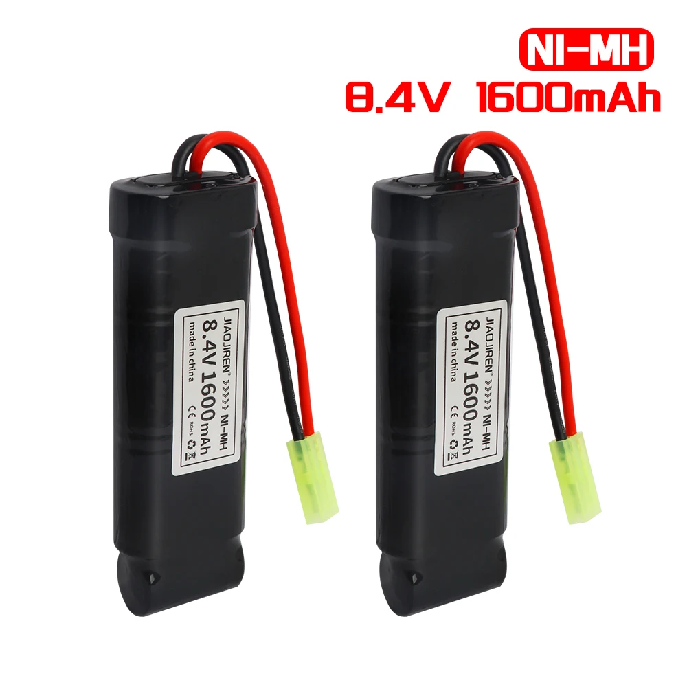 Плоский аккумулятор NiMH 8,4 В, 1600 мАч с разъемом Mini Tamiya для страйкбольных пистолетов MP5, SCAR, M249, M240B, M60, RPK, PKM