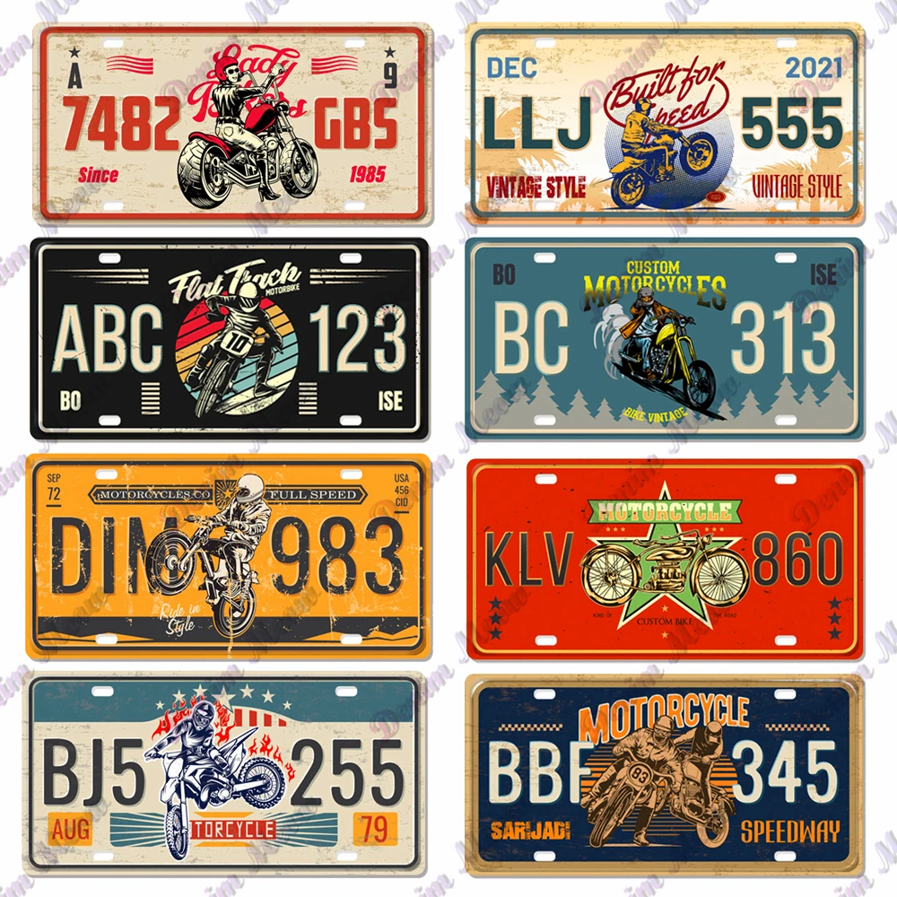 Vintage Motorcycle Plates, Metal Tin Sign, Custom Bike Plaque,for Bar, Pub, Club, Road Lifestyle, Wall Decor, WY247