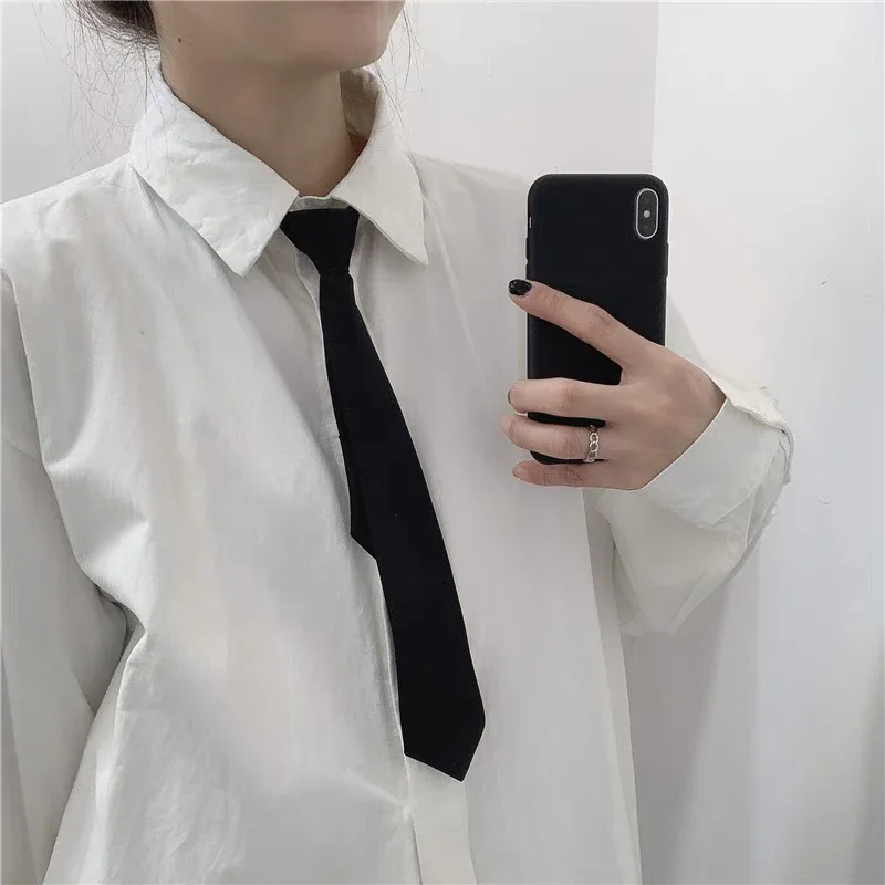 1-3pcs Black Simple Clip On Tie Women Men Uniform All-match Zipper Bow Ties Trendy Unisex Shirts Suit Lazy Neck Accessories