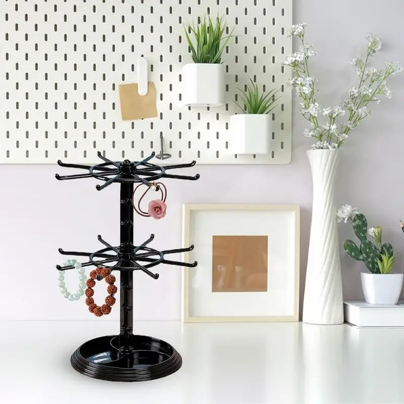 2-Tier Rotating Necklace Stand Stand Display Holder Earrings Necklace Stand Stand Watch Key Rack Keychain Hanger Organizer