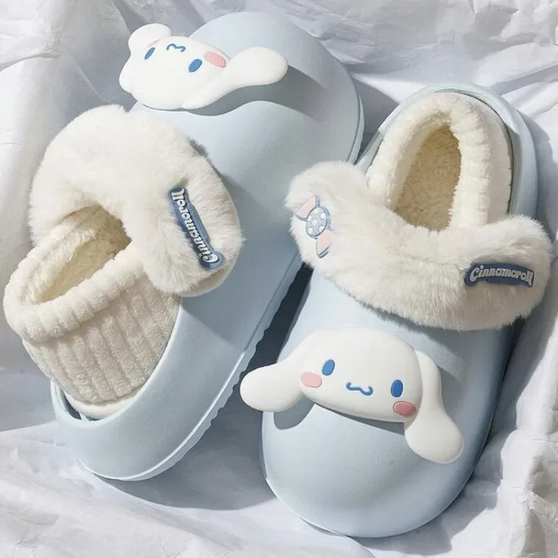 سانريو سينامورول بلدي ميلودي لطيف الفتيات الشتاء مريحة وناعمة ودافئة الكرتون لباس خارجي سميكة سوليد تو قبعة نعال من القطن