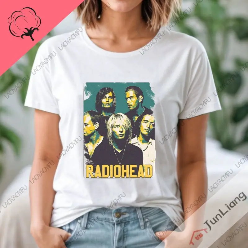 Retro Rock Band Radiohead 100% CottonT-shirt Men's Hip Hop Album Print T-shirt King Size Harajuku Top