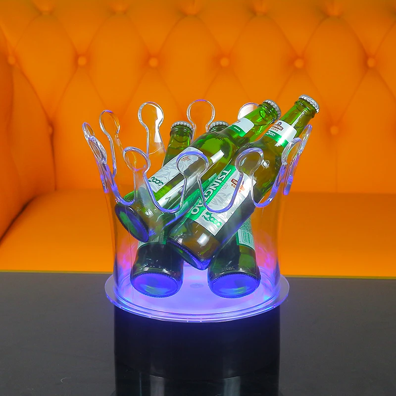 

Перезаряжаемый светодиодный холодильник в форме льда в форме короны-держатель для ванны для вина, пива, шампанского для барного стола, акриловый охладитель для напитков