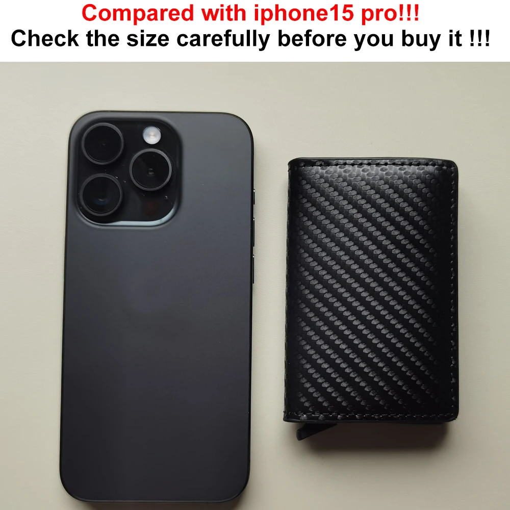 Carbon Fiber Slim Aluminum Men Wallet ID Credit Card Holder Mini RFID Wallet Automatic Pop up Bank Card Case Black Vallet 2023