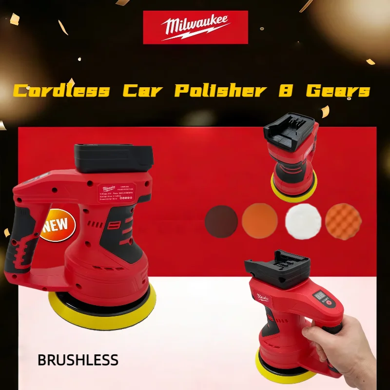 

Milwaukee Brushless 8 Gears Electric Polishing Machine Cordless Car Polisher Waxing Sanding Sealing Power Tools