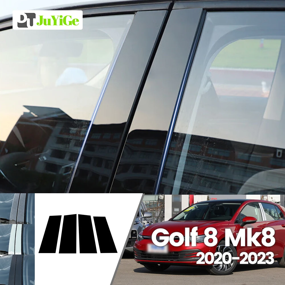 

Для Volkswagen Golf 8 VIII Mk8 2020-2023 2021 2022 ярко-черное углеродное волокно оконная дверь B C наклейка
