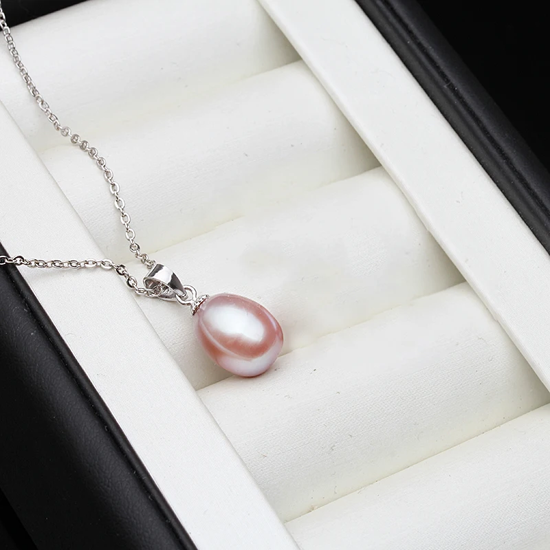 925 Sterling Silver Pearl Pendant For Women Genuine White Black Freshwater Pearl Pendant Wife Girl Gift Wholesale
