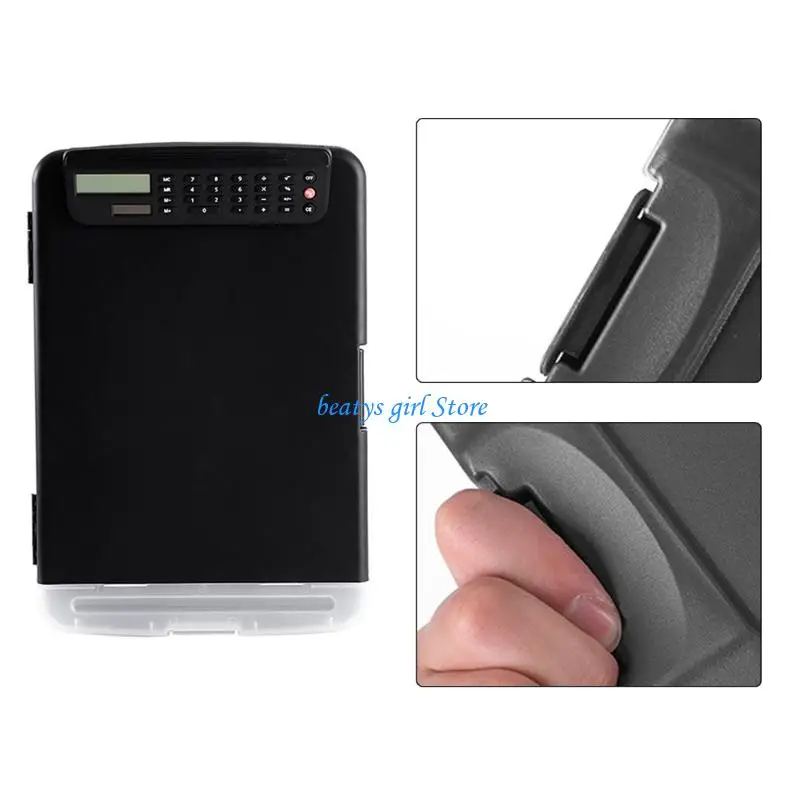 C7AB Clipboard with Document Storage Case Calculator File Organiser with Clipboard Writing Board For Office School Travel