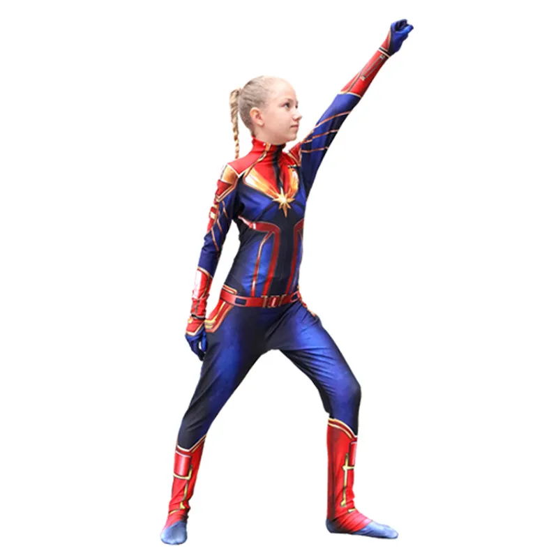 

Комбинезон капитана Марвел от 3 до 10 лет, костюм супергероя, персонаж фильма, Хэллоуин, косплей, наряд, сексуальные девушки, вечерние представления