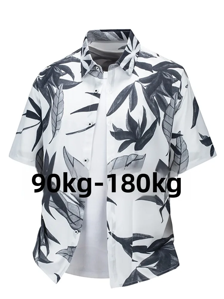 

Ice Silk Short Sleeve Shirt Men's Summer Fashion Brand Hawaii Flower Pattern Loose Fit Slimming Polyester Fiber Cool Feeling