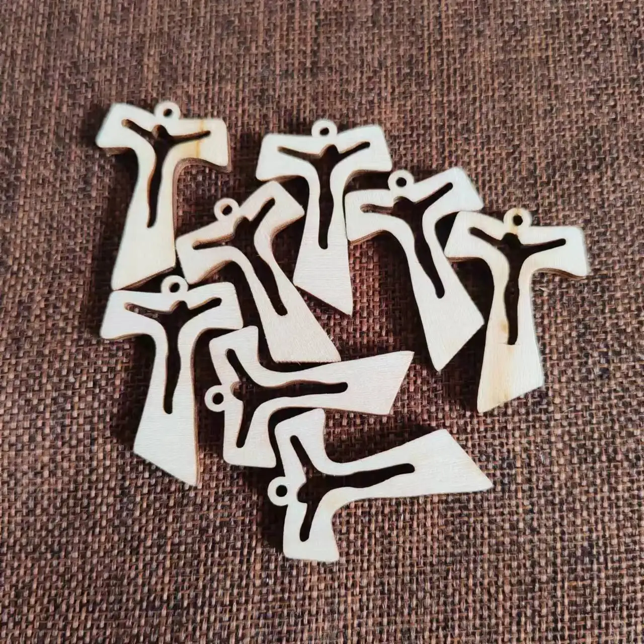 50PCS/PACK natural wood rosary accessory, rosary cross pendant, small t shape cross, rosary part without any varnish